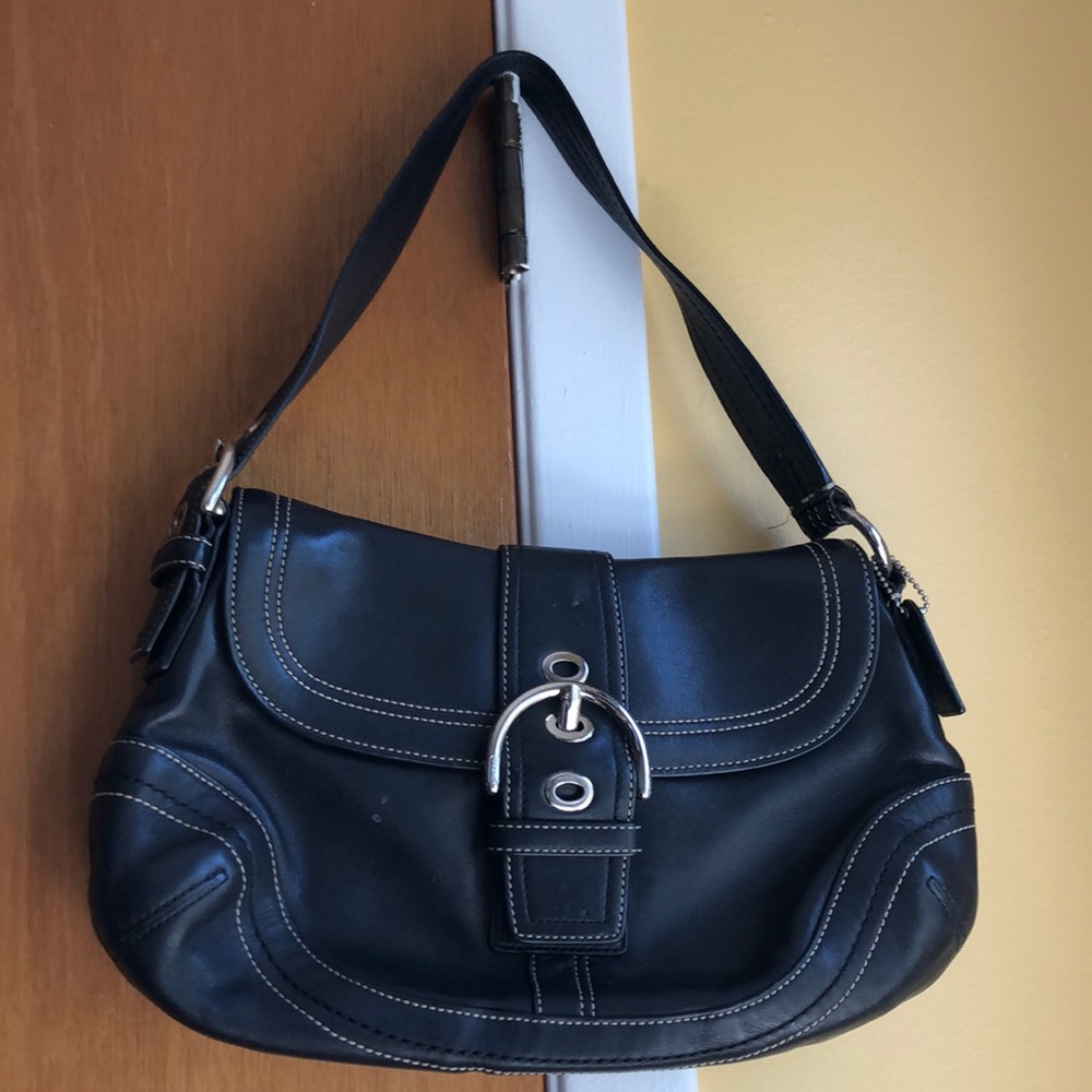 Coach authentic black leather hobo!